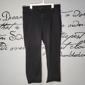 Land's End Women's Plus Size Mid Rise Straight Leg Jeans - Black, 18